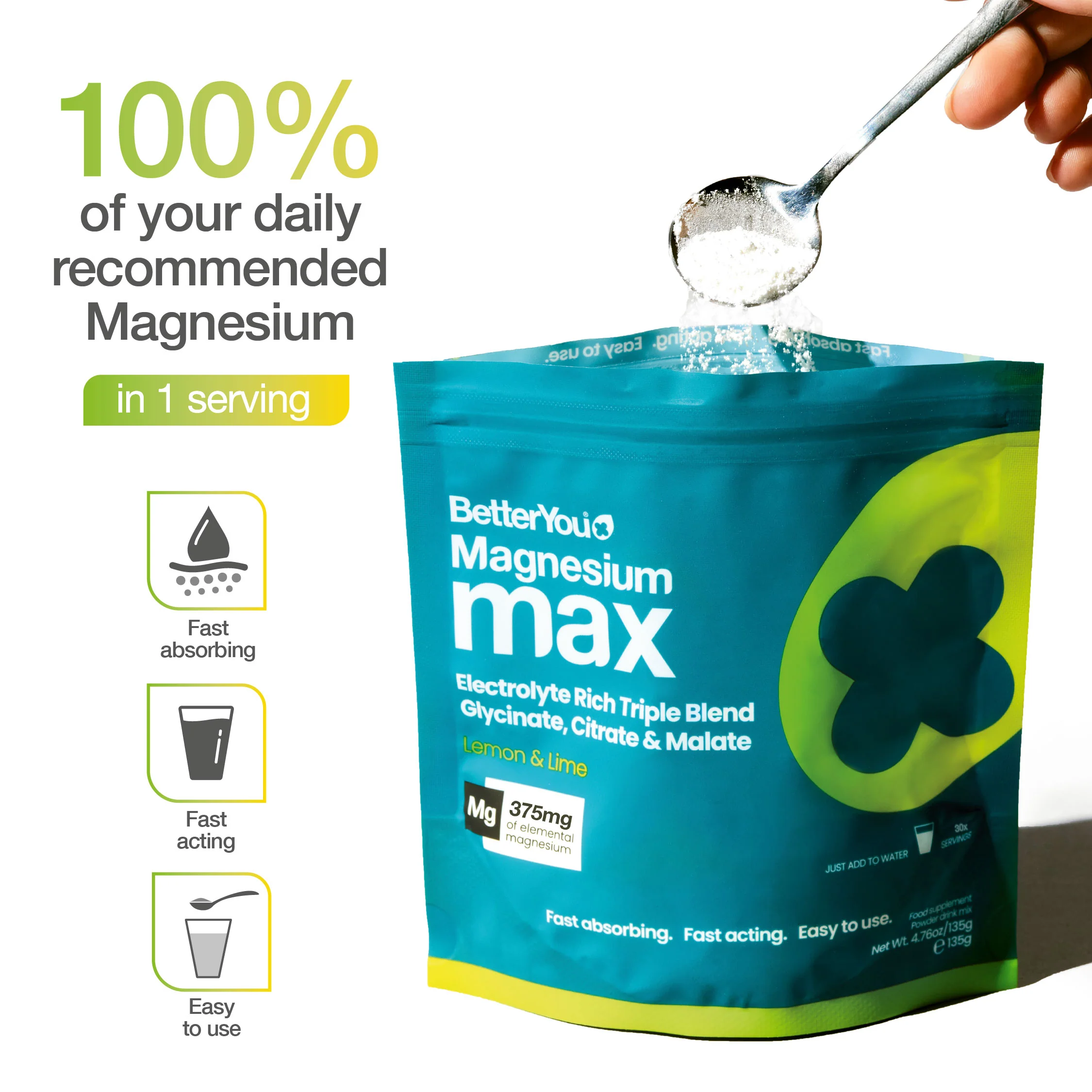 Magnesium Max 3-in-1 Powder - Lemon & Lime Flavour - Image 5